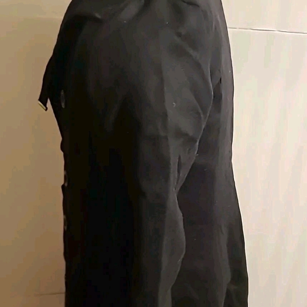 SISJULY XL NEW FIT & FLARE COAT BLACK GOTH STEAMPUNK ANIME ASYMMETRICAL COSTUME - Picture 10 of 15